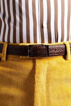 Bison Brown & Mid Brown Veg-Tan Reversible Leather Belt