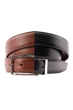 Black Boxcalf & Brown Russian Reindeer Reversible Leather Belt