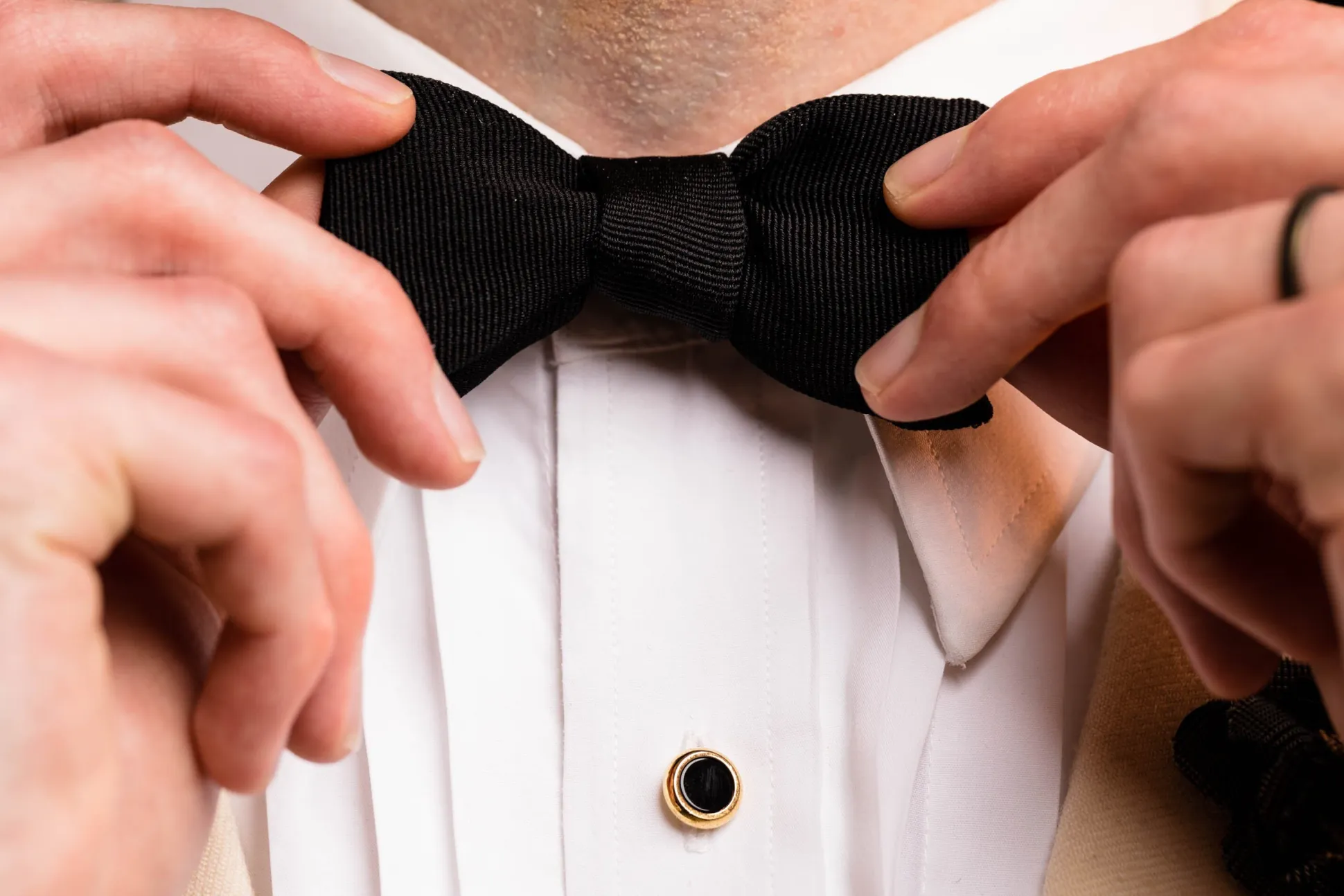 Black Butterfly Silk Faille Grosgrain Bow Tie