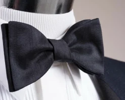 Black Butterfly Silk Shantung Bow Tie