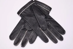 Black & Cream Leather Touchscreen Driving Gloves