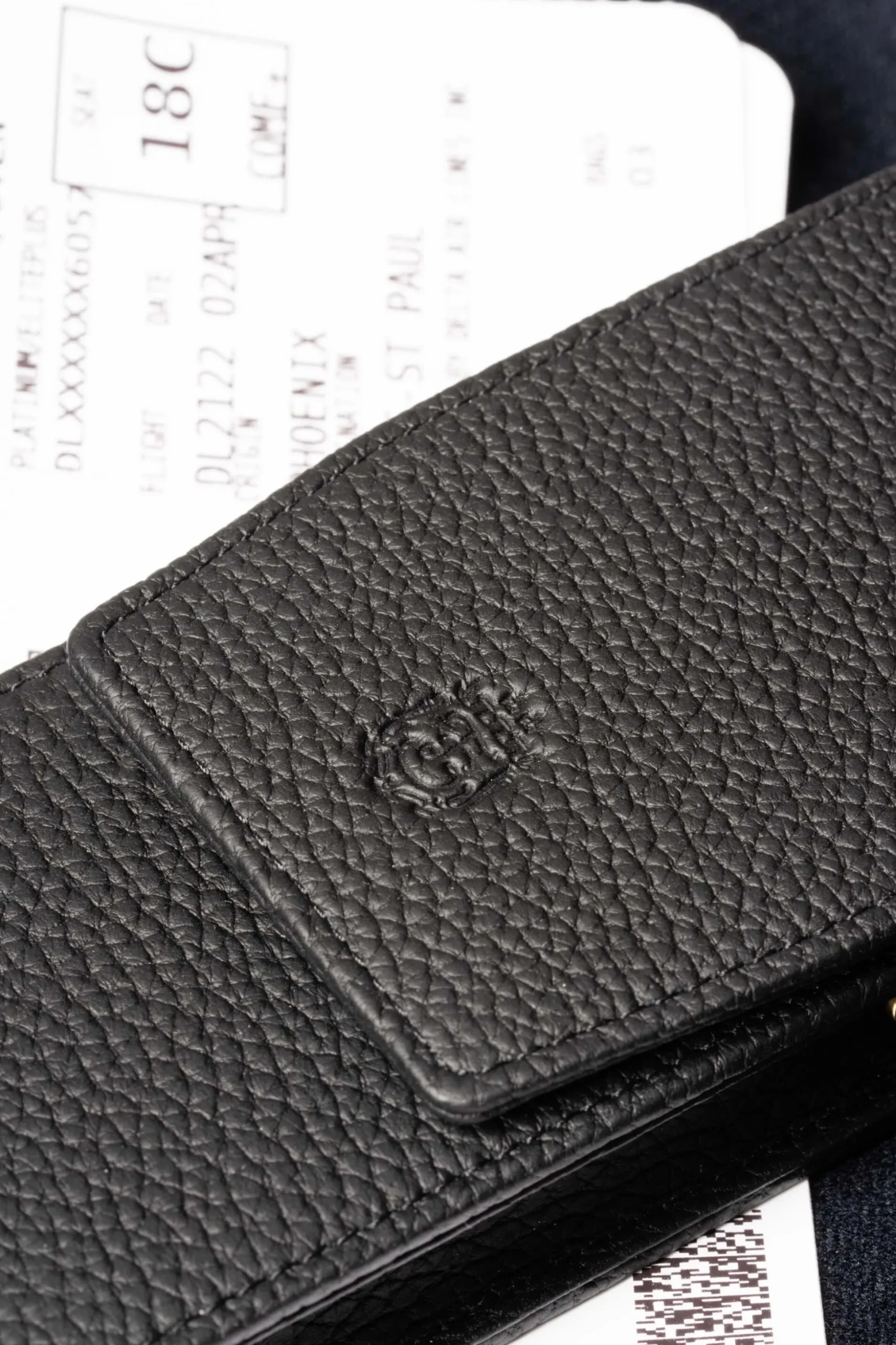 Black Full-Grain Togo Leather Pen Case