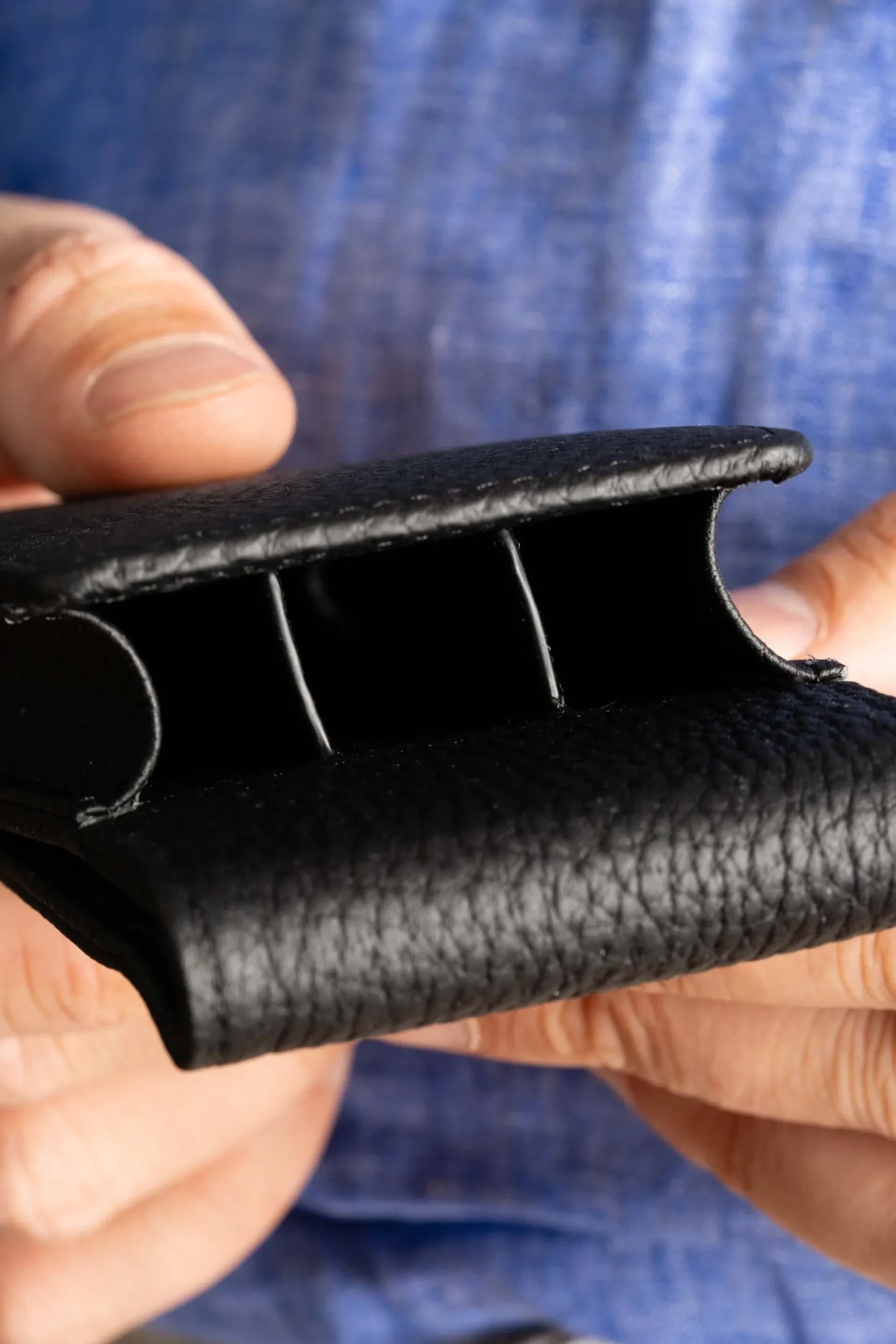 Black Full-Grain Togo Leather Pen Case