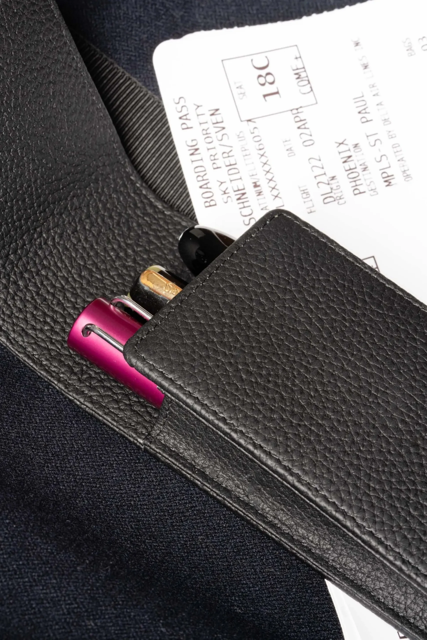 Black Full-Grain Togo Leather Pen Case
