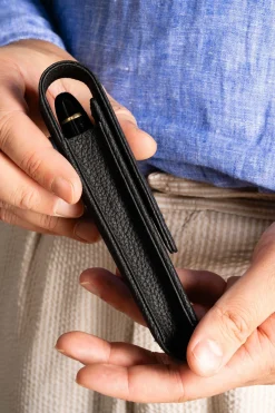 Black Full-Grain Togo Leather Pen Case