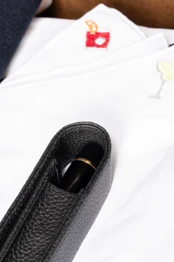 Black Full-Grain Togo Leather Pen Case