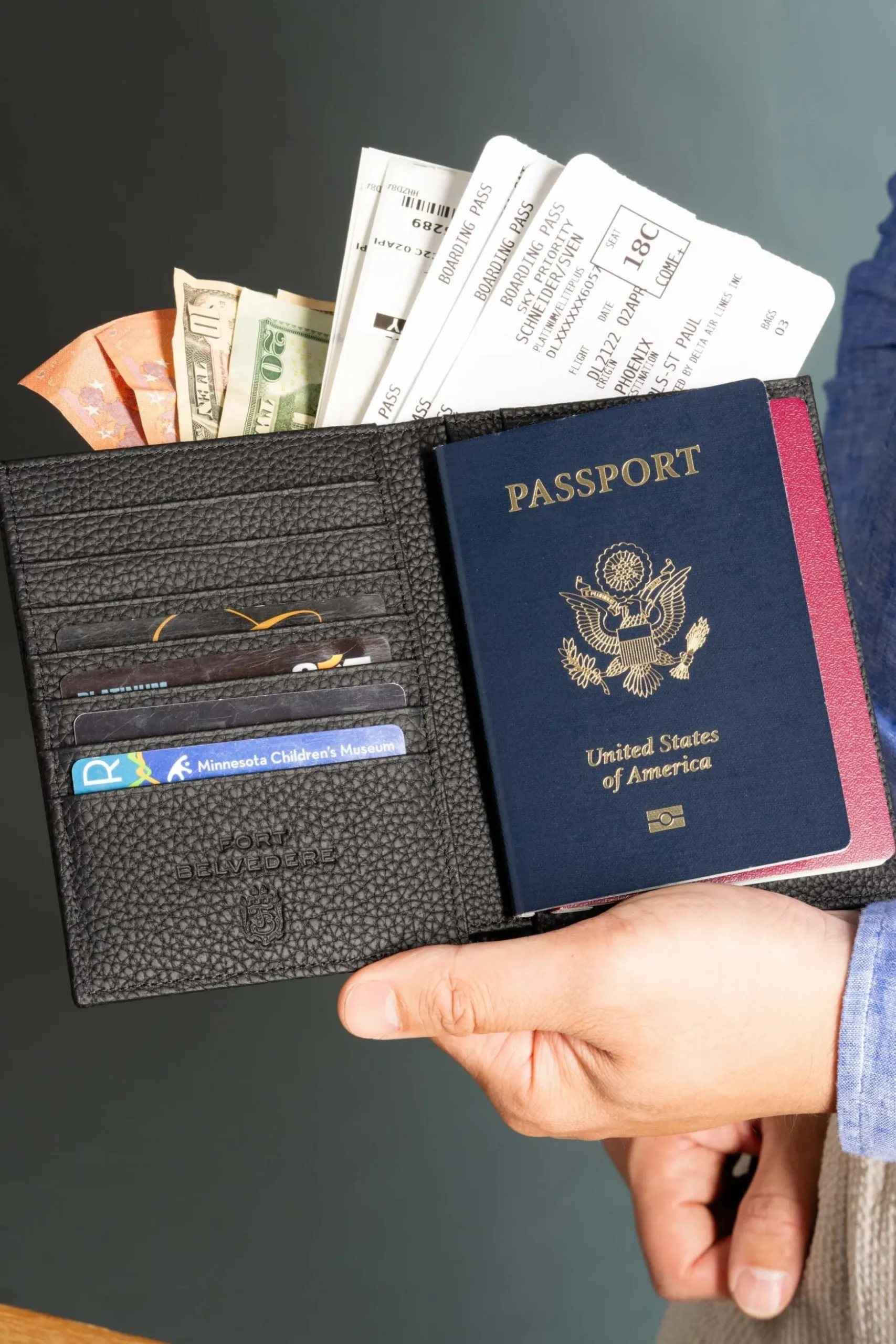 Black Full-Grain Togo Leather Passport Holder