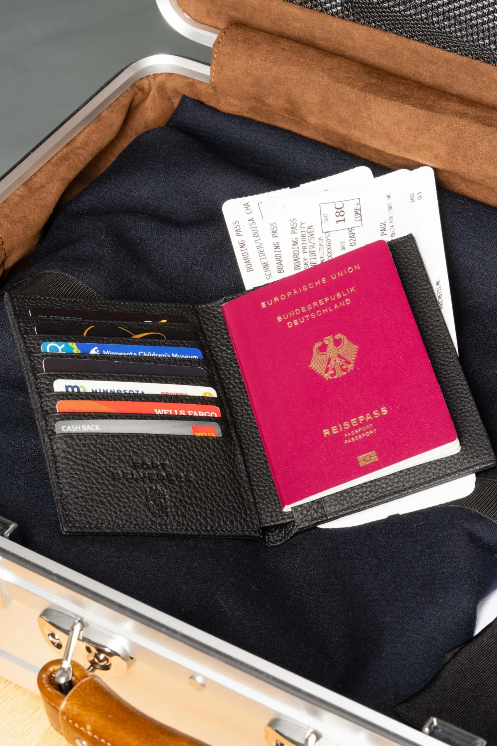 Black Full-Grain Togo Leather Passport Holder