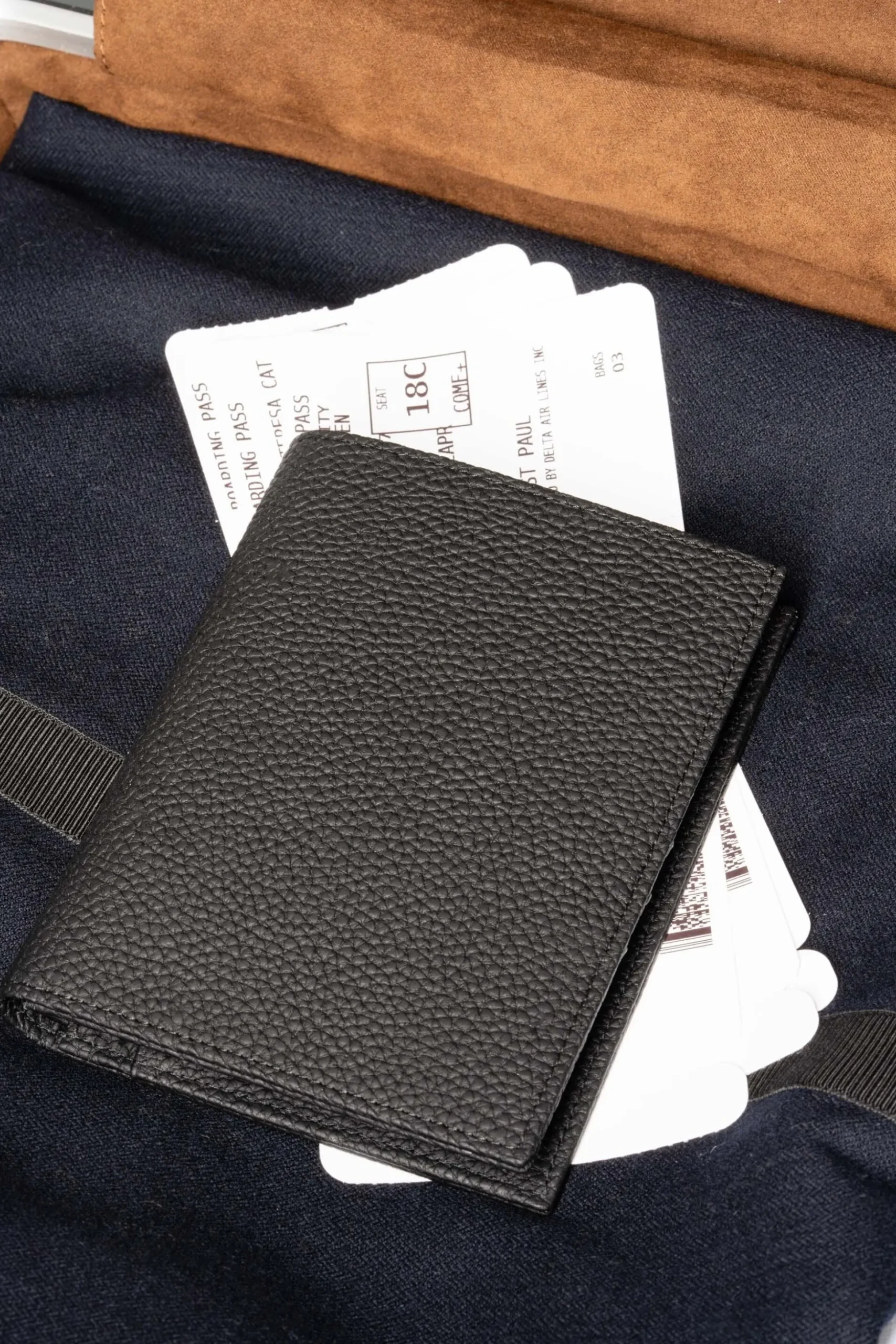 Black Full-Grain Togo Leather Passport Holder