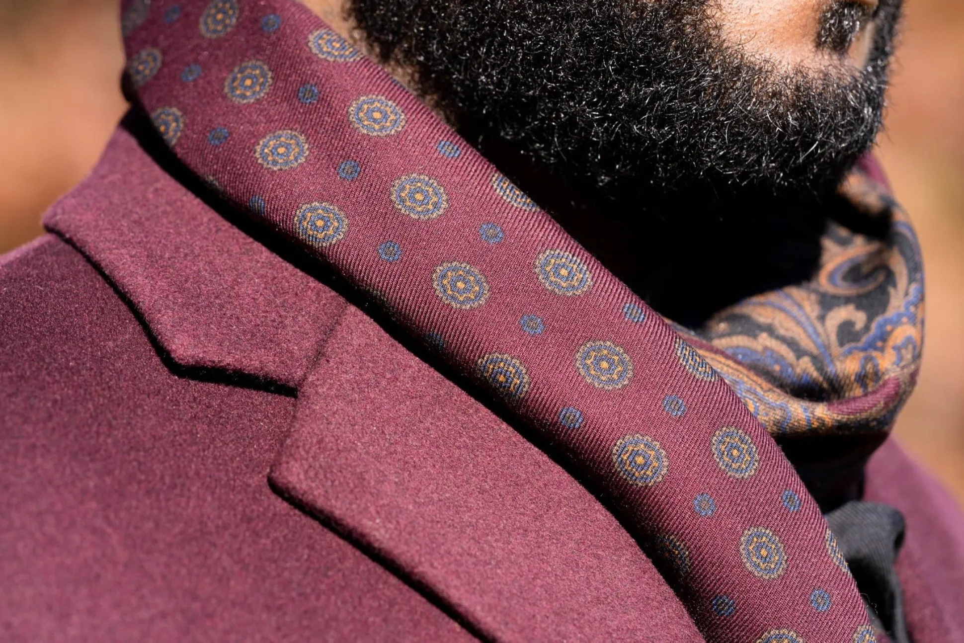 Black Paisley & Micropattern Reversible Scarf