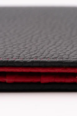 Black & Red Togo Leather Passport Holder