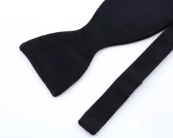 Black Single-End Butterfly Silk Satin Bow Tie