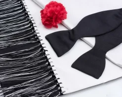 Black Single End Silk Moiré Bow Tie