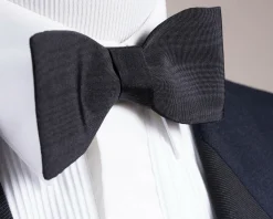 Black Single End Silk Moiré Bow Tie