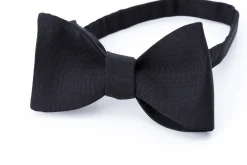 Black Single End Silk Moiré Bow Tie