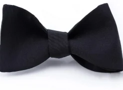 Black Single End Silk Moiré Bow Tie