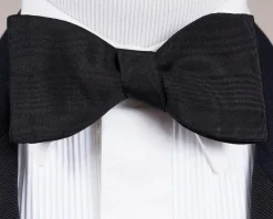 Black Single End Silk Moiré Bow Tie