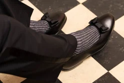 Black & White Shadow Stripe Lightweight Cotton Socks