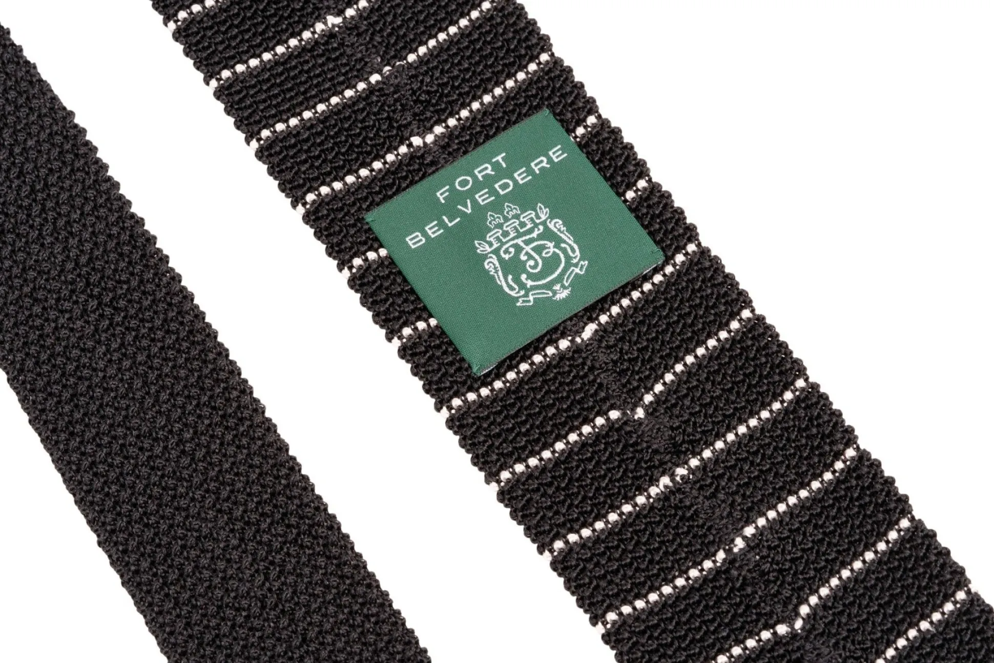 Black & White Striped Silk Knit Tie