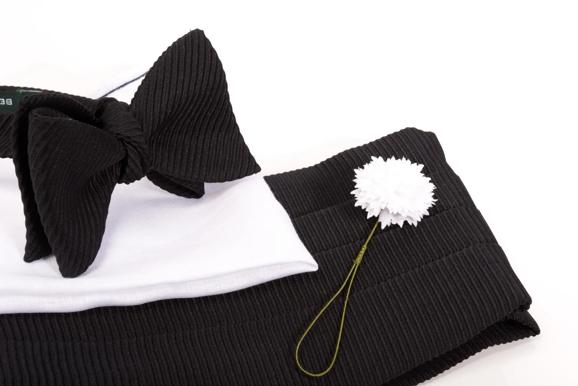Black Wide Ribbed Grosgrain Silk Cummerbund