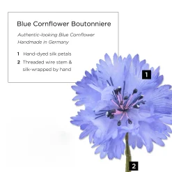 Blue Cornflower Silk Boutonnière Flower
