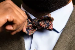 Blue & Red Paisley Ancient Madder Silk Bow Tie