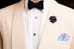 Blue X-Stitch Edge Linen Pocket Square