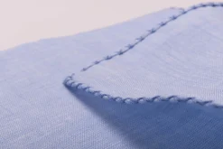 Blue X-Stitch Edge Linen Pocket Square