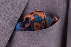 Bronze Orange Paisley Madder Silk Pocket Square