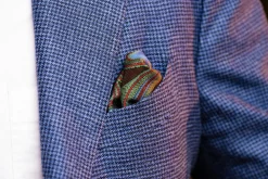 Brown & Green Large Paisley Silk Pocket Square