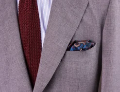 Brown & Turquoise Paisley Madder Silk Pocket Square