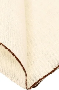 Brown Wave Edge Cream Linen Pocket Square