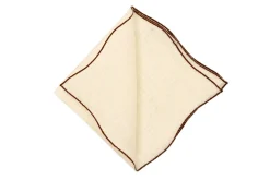 Brown Wave Edge Cream Linen Pocket Square