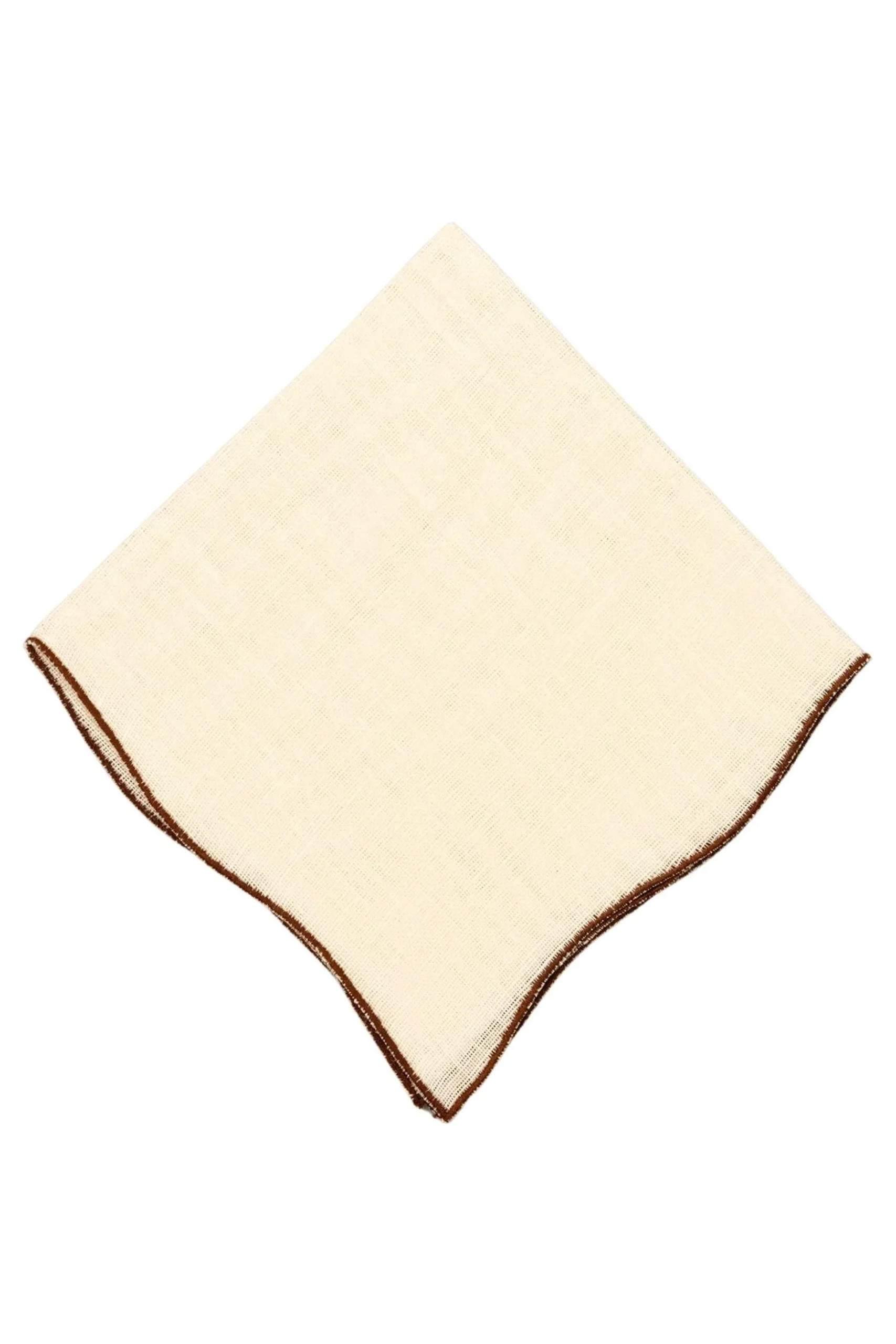 Brown Wave Edge Cream Linen Pocket Square