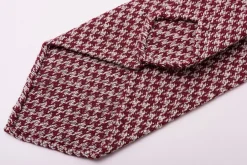 Burgundy & Cream Houndstooth Silk Bourette Tie