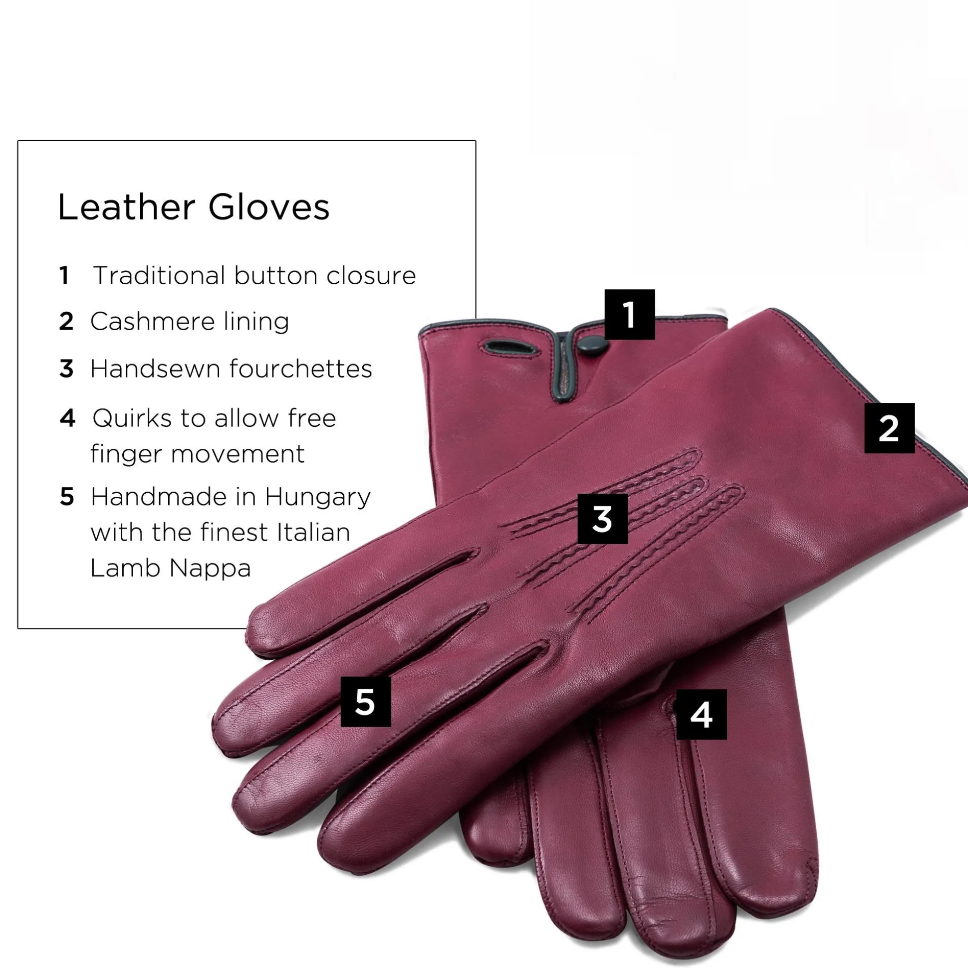 Burgundy Lamb Nappa Leather Dress Gloves