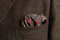 Burgundy Medallion Silk Wool Pocket Square