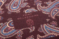 Burgundy Paisley & Geometric Double Sided Scarf
