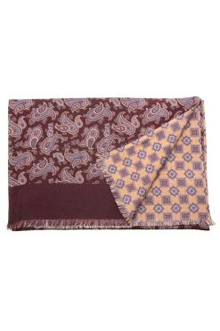 Burgundy Paisley & Geometric Double Sided Scarf