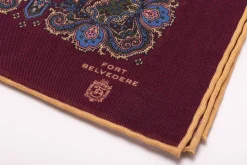 Burgundy Paisley Silk Wool Pocket Square