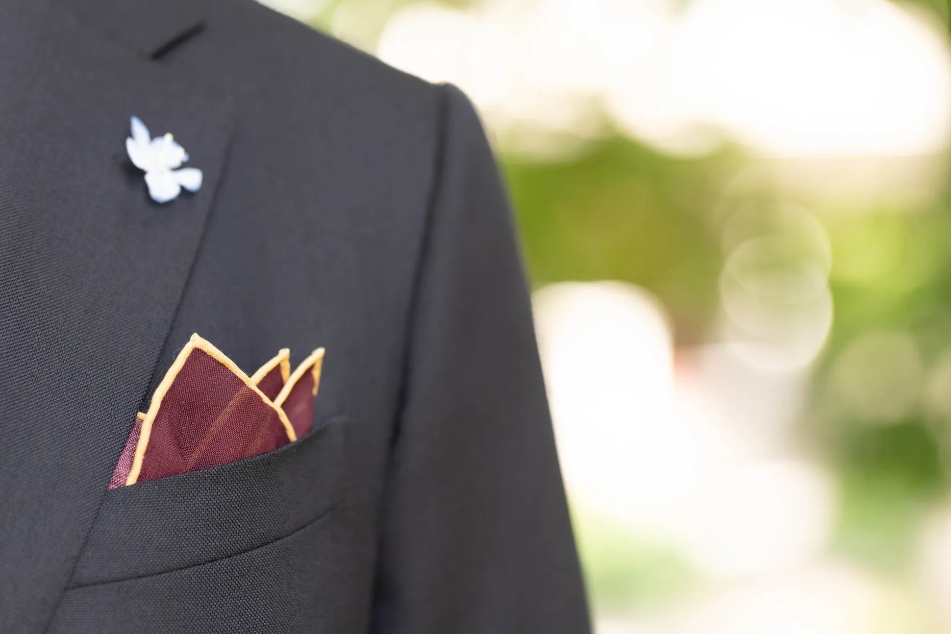 Burgundy Paisley Silk Wool Pocket Square