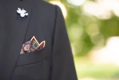 Burgundy Paisley Silk Wool Pocket Square