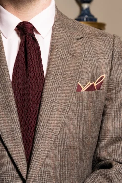 Burgundy Red Zigzag Silk Knit Tie