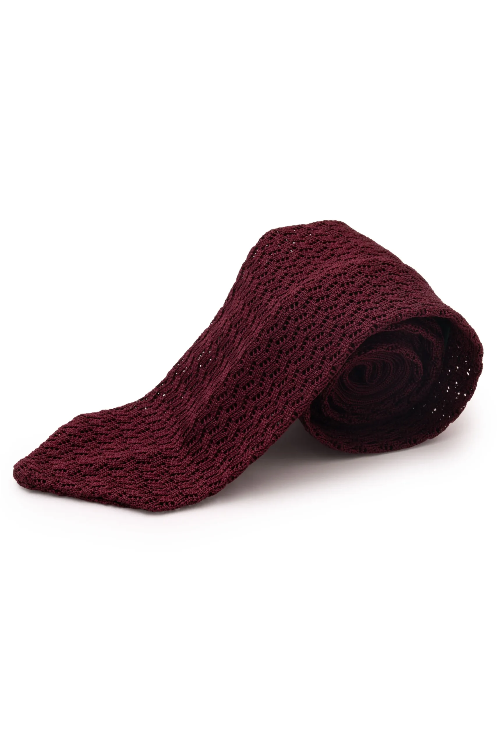 Burgundy Red Zigzag Silk Knit Tie
