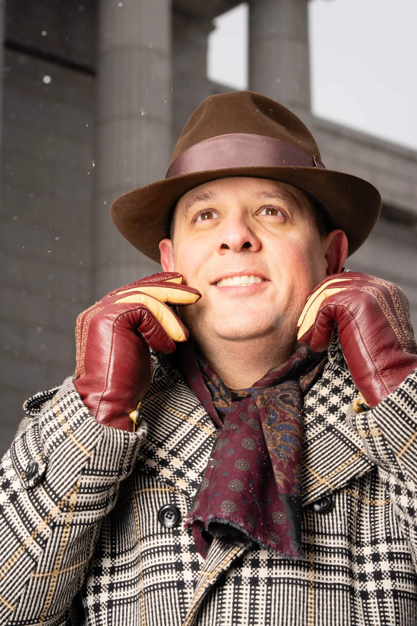 Burgundy & Sand Rabbit Fur Lined Lamb Nappa Touchscreen Gloves