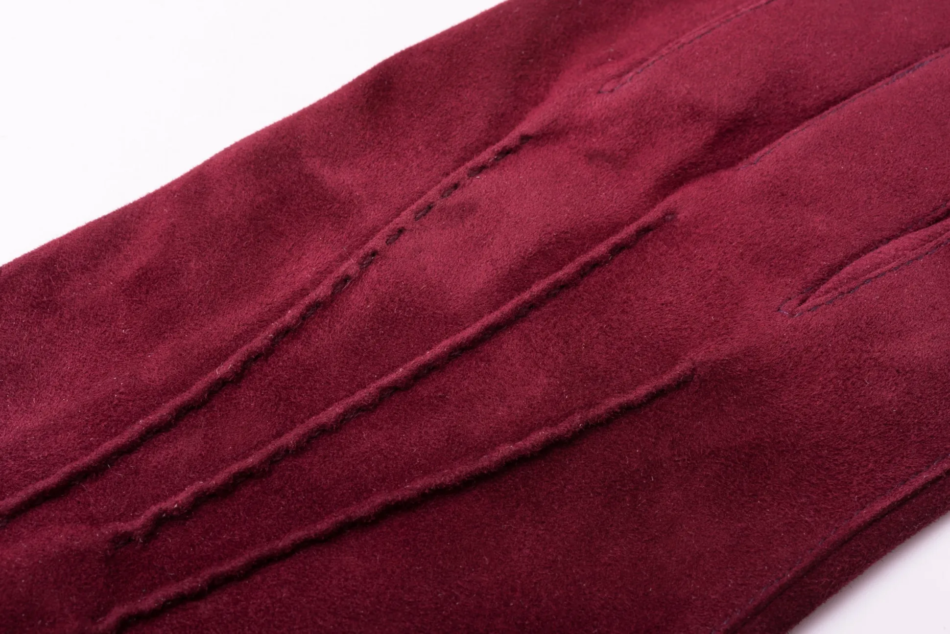 Burgundy Suede Unlined Leather Gloves