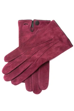 Burgundy Suede Unlined Leather Gloves