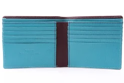 Burgundy & Turquoise 10 Card Deerskin Leather Wallet