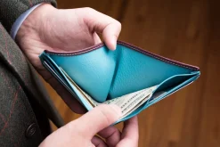 Burgundy & Turquoise 10 Card Deerskin Leather Wallet