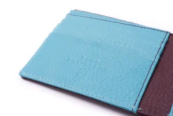 Burgundy & Turquoise 10 Card Deerskin Leather Wallet